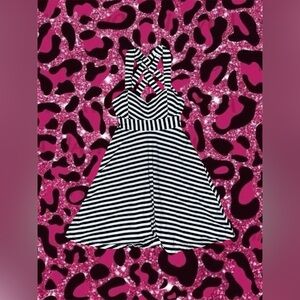 2010s Candie's black and white striped dress